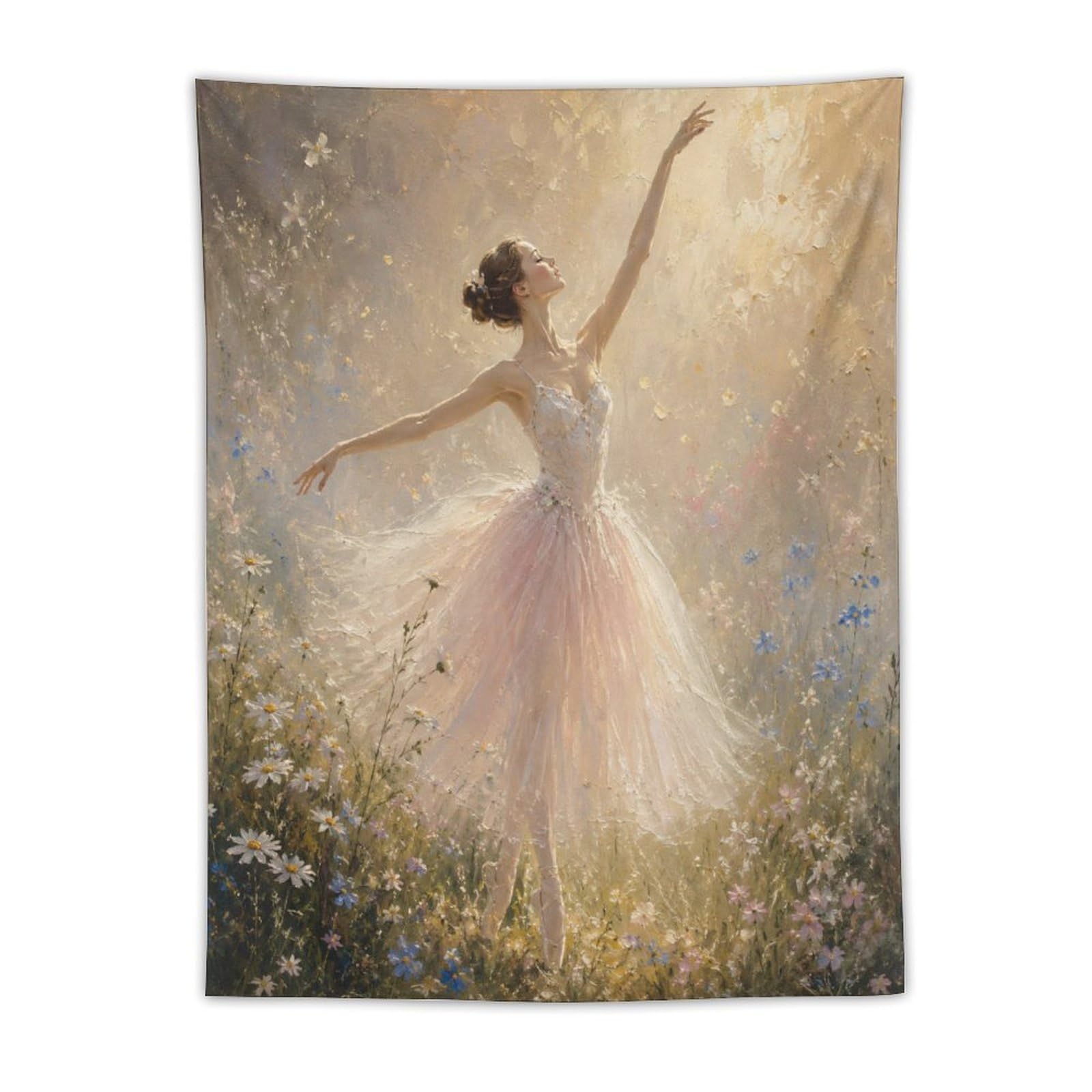 H3B8U2Y5 Ballerina Sunlit Garden Wall Tapestry, Impressionist, College Dorm