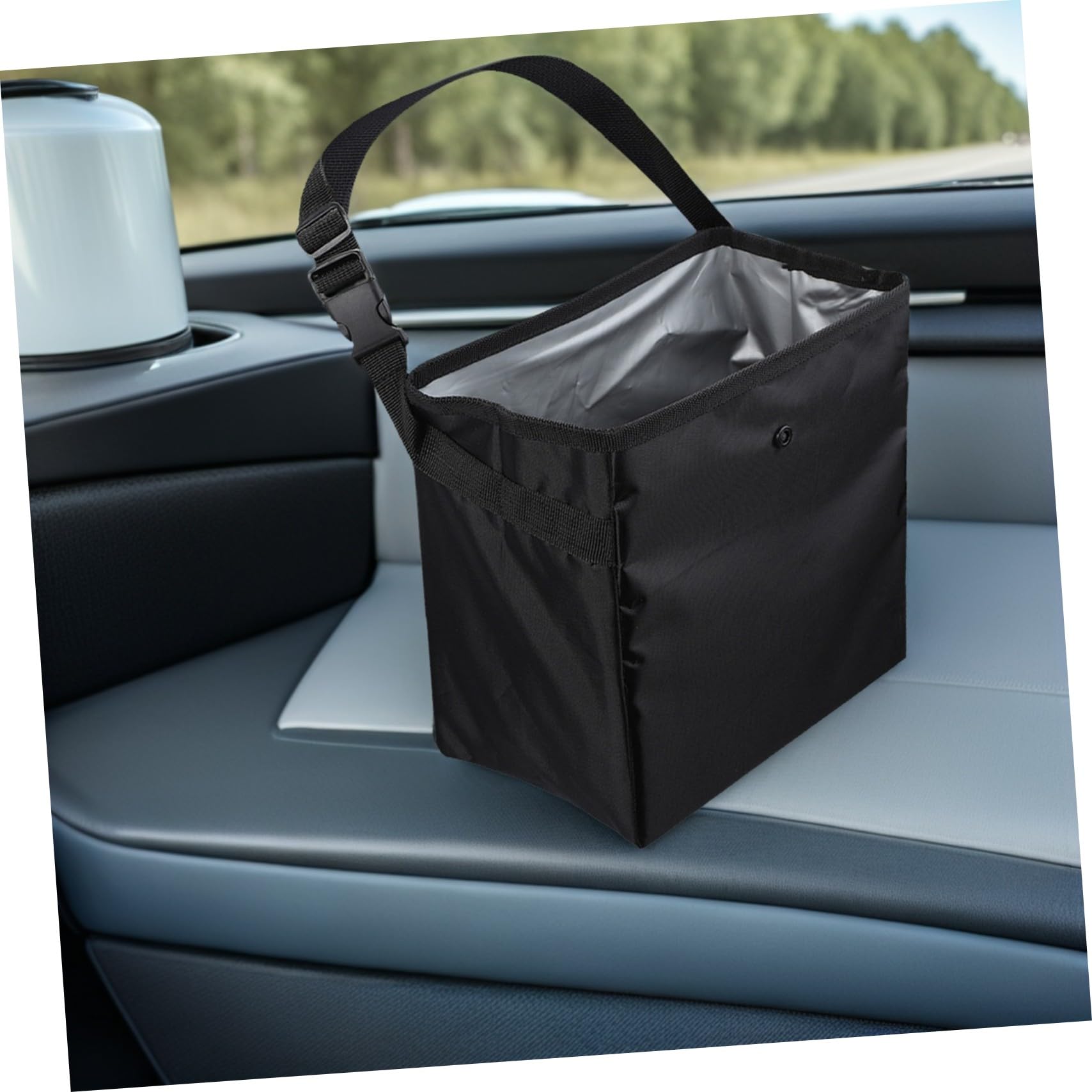 2 Stück Auto Mülleimer 8, 5l Schwarz Tragbar für Reise | Nylon und Pvc, für Camping und Heimorganisation, Passend für Reisebedarf und Ausrüstung
