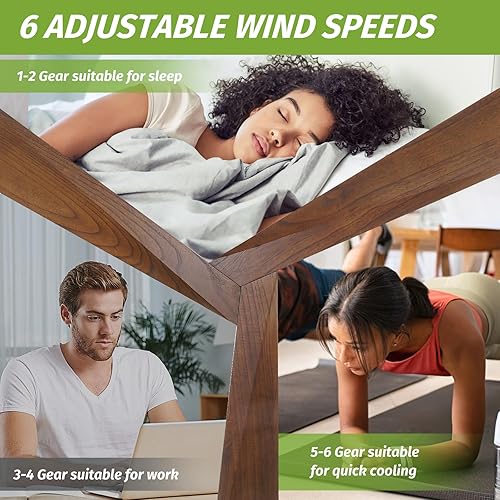 Miniatura 3 de Ventilador de techo de madera de 52 pulgadas sin luz, ventilador de techo para exteriores de 6 velocidades con control remoto, 3 aspas, ventilador