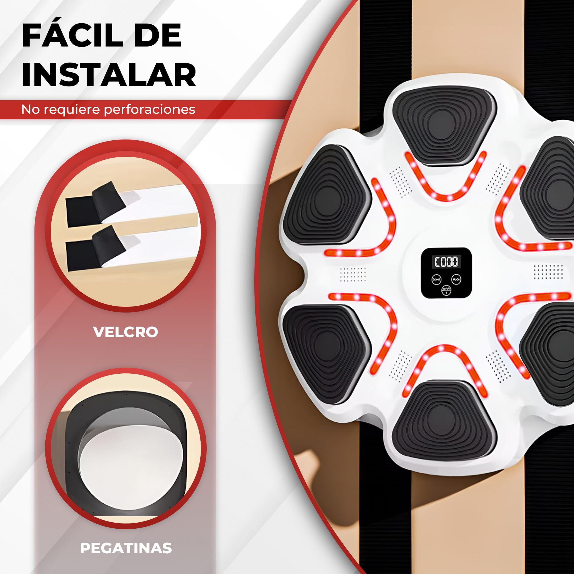 Arcanix Boxeo Pared Musical con Guantes de Boxeo - Maquina Boxeo Musical Pared con Bluetooth Panel con Musica Punch con Luces para Adulto y Niño Maquina de Boxeo Musical Boxing Machine 9 Velocidades