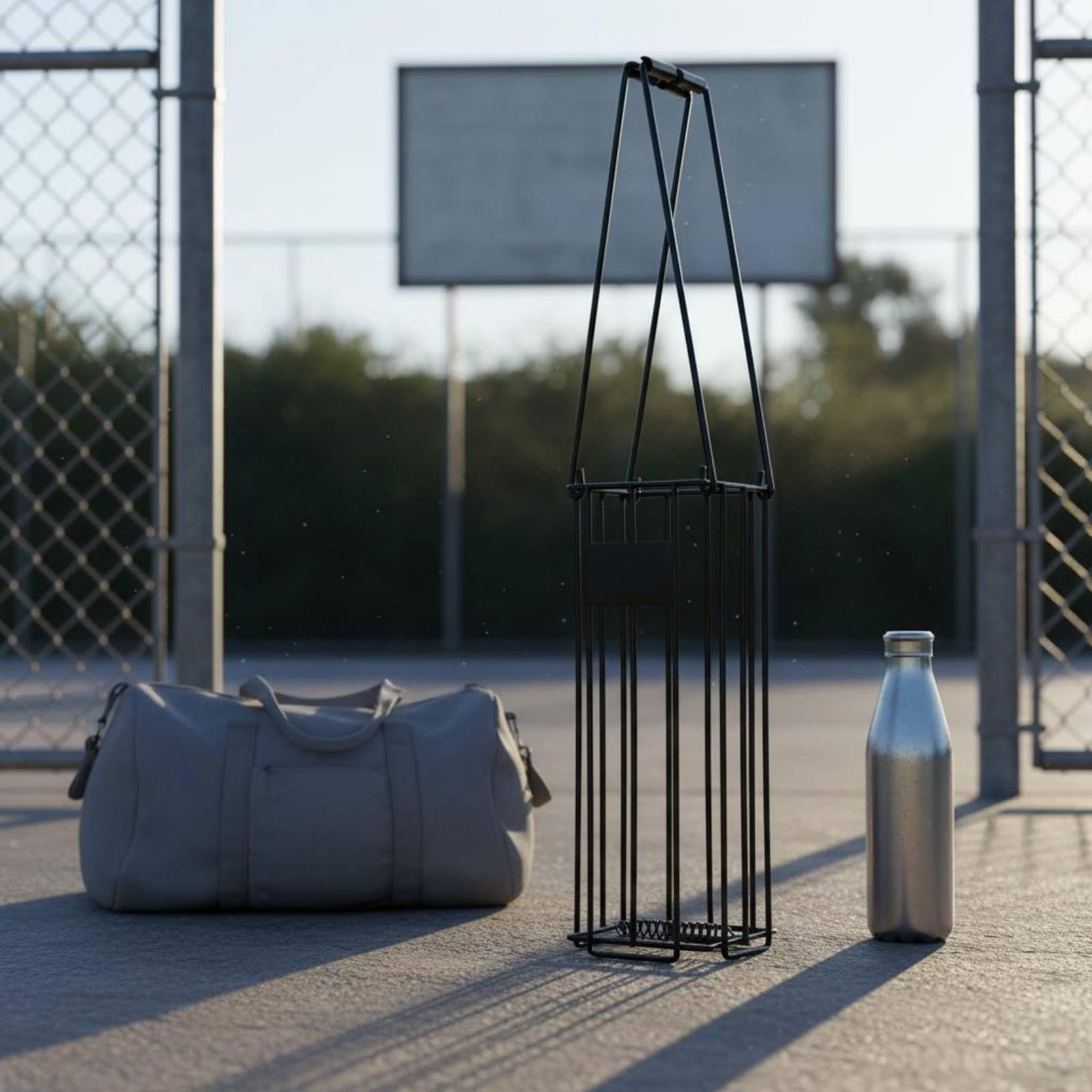 Amagogo Raccoglipalle da Tennis Cesto Raccoglitore Carrello Cesta Contenitore in Metallo con Manico Lungo Cestino a Griglia Capienza Multipla Uso Quotidiano Adatto per Allenamento in Scuole Casa