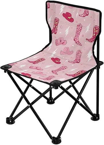 Miniatura 4 de Gredecor Sillas de campamento, lindo sombrero de vaquera, silla de campamento portátil con bolsa de almacenamiento, silla plegable ligera para