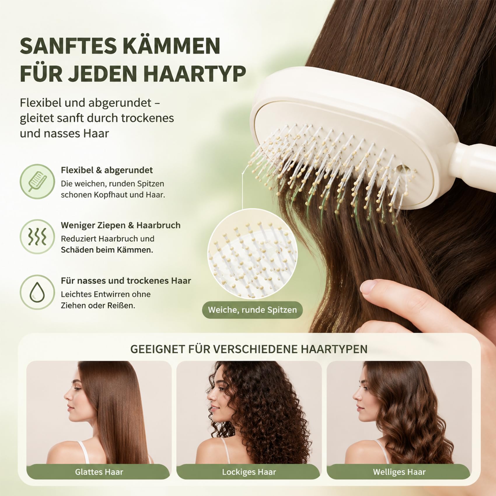 Electric Spray Air Cushion Massage Comb, 3-In-1 Elektrischer Sprüh-Luftkissen-Massagekamm mit Wasserspray, Kopfhaut-Pflegespray – Geeignet für Lockiges, Nasses und Trockenes Haar (Rosa)