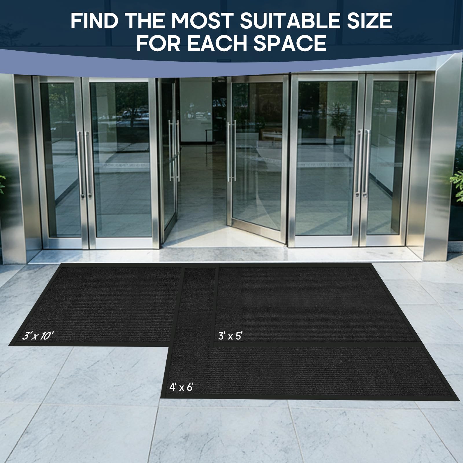 4'x6' Commercial Floor Mat for Entryway,Large Front Doormat for Home Entrance&Business High-Traffic Areas,Heavy Duty Non-Slip Rug,Rubber Backing,Low Profile,Black — Amazon image 8