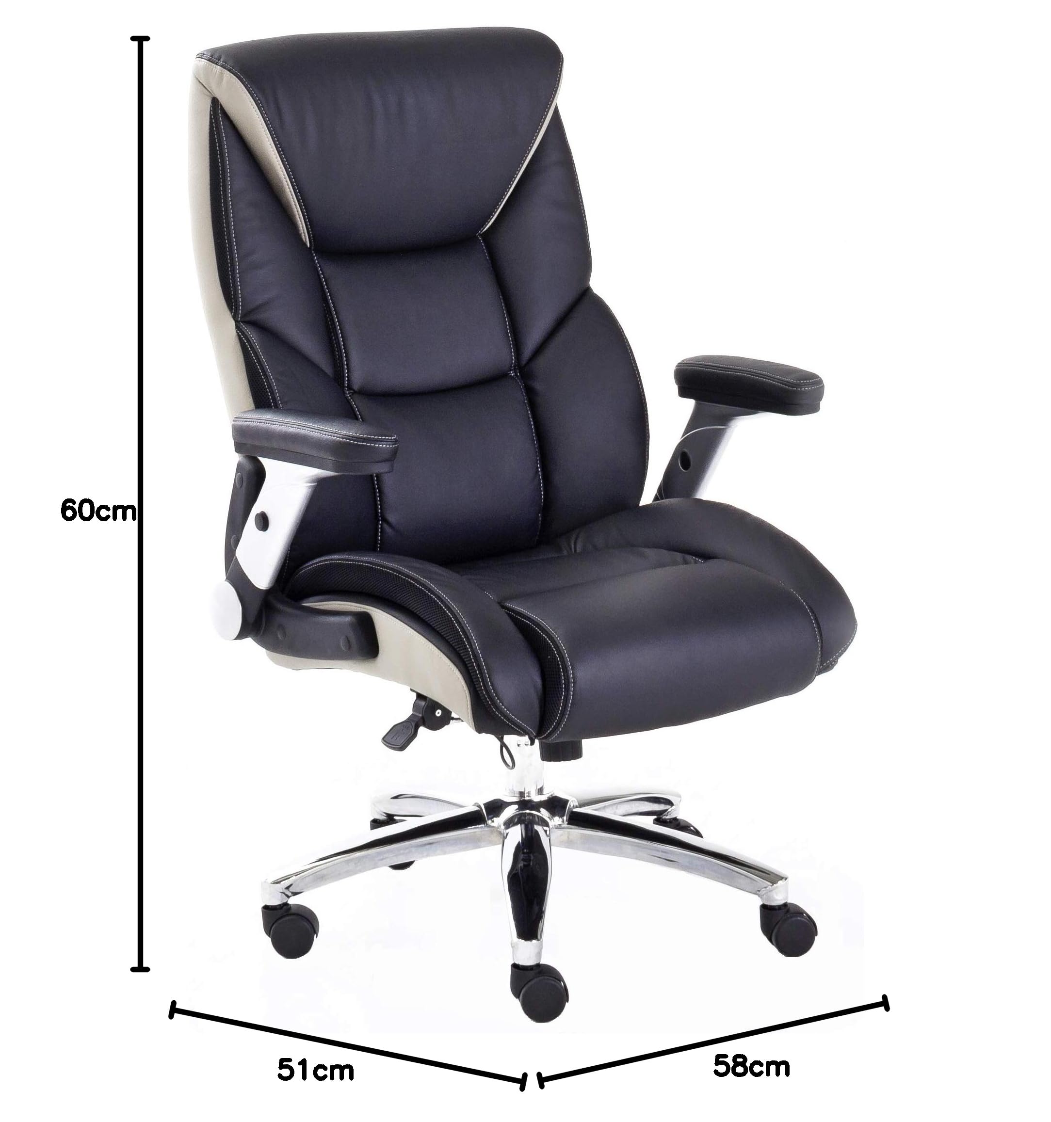 Robas Lund Bürostuhl Schwarz-Beige Chefsessel Drehstuhl höhenverstellbar belastbar bis 180 Kg, real Comfort 2