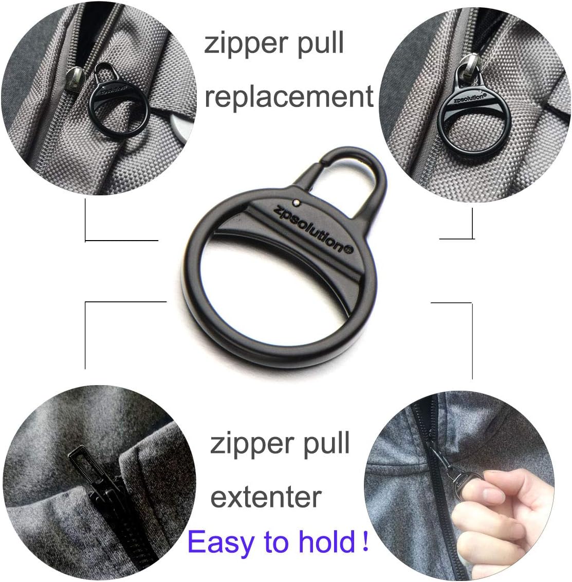 Zpsolution Zipper Ring Pulls Zipper Tab Replacement for Luggage Suitcase Backpack Handbags Boots Jackets
