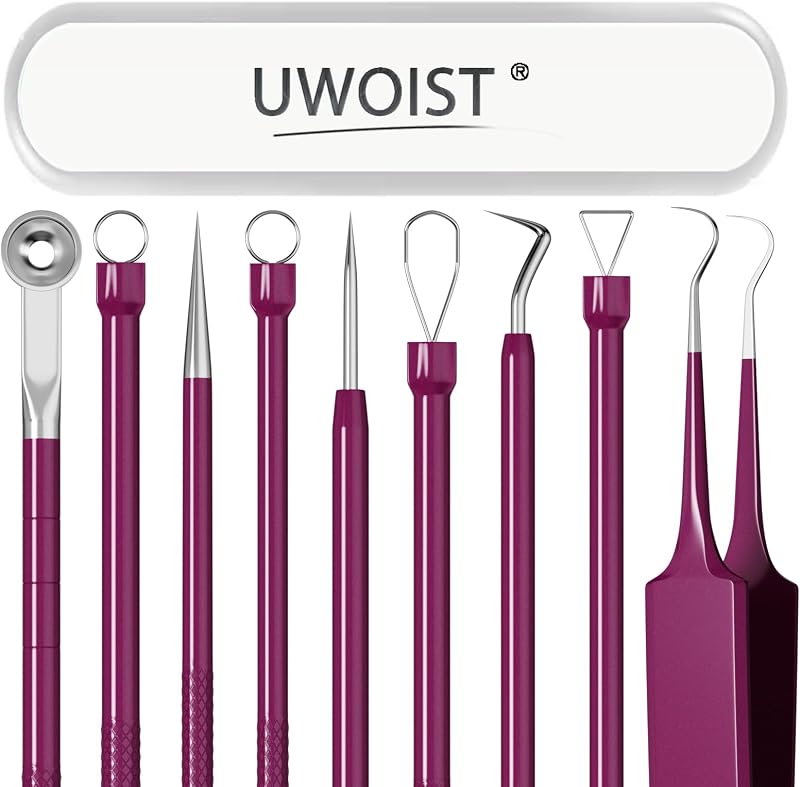 Kit UWOIST com 5 ferramentas para cuidados da pele e estojo, Rose red