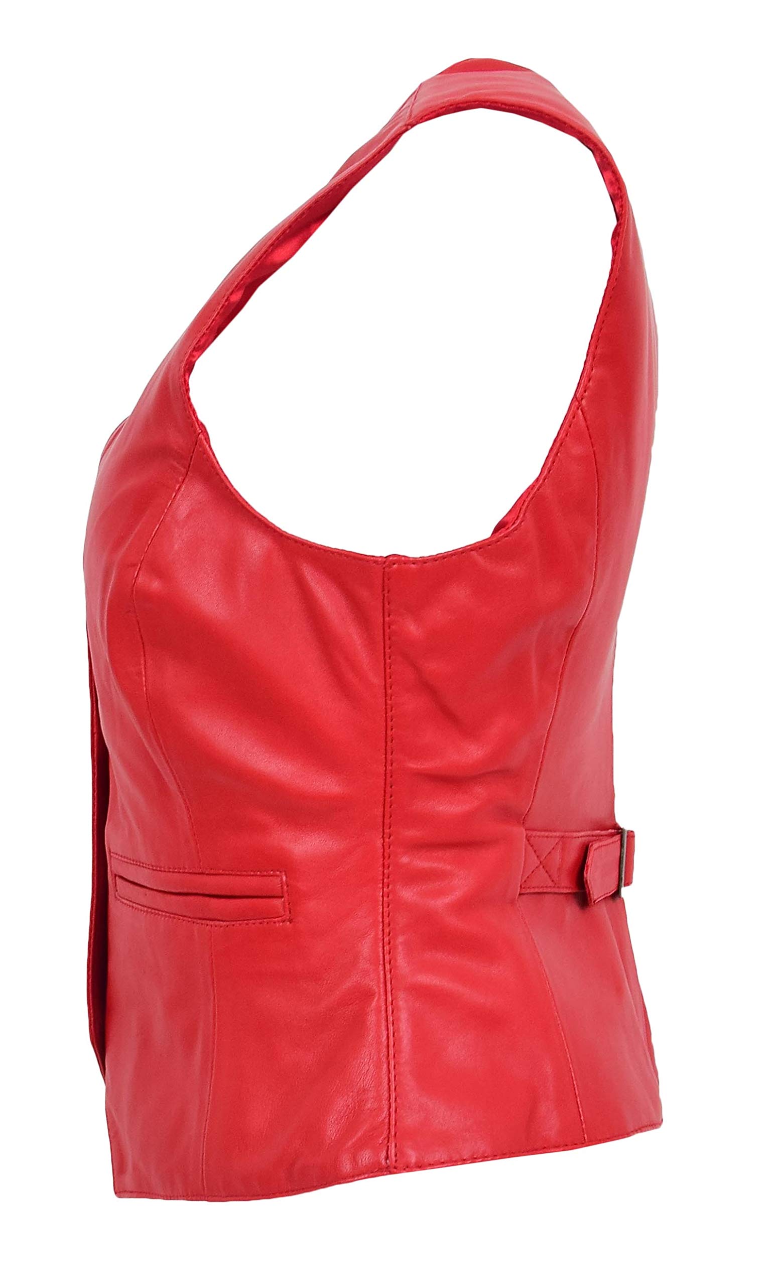 Gilet da donna in vera pelle con chiusura a bottone, stile tradizionale Rita