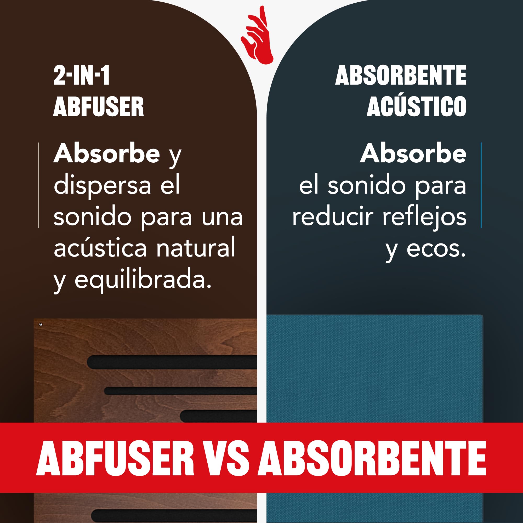 Addictive Sound AbFuser Panel Acústico Híbrido - Difusor Madera Haya & Absorbedor de Graves - Banda Ancha 100-9300 Hz - Fabricado UE CNC - Pared/Techo - Garantía 36 Meses - 100x50cm - Natural