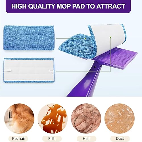Miniatura 3 de Star Maktion Paquete de 6 almohadillas para trapeador compatibles con trapeadores Swiffer Wet Jet, almohadillas de microfibra lavables para uso