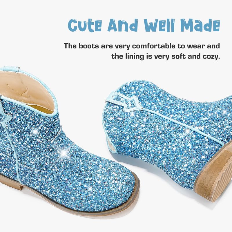 Image of Motasha Toddler Girls Cowgirl Boots Glitter Toddler Cowboy Boot Ankle Girls Boots Little Kids Horse Riding Shoes Party Birthday