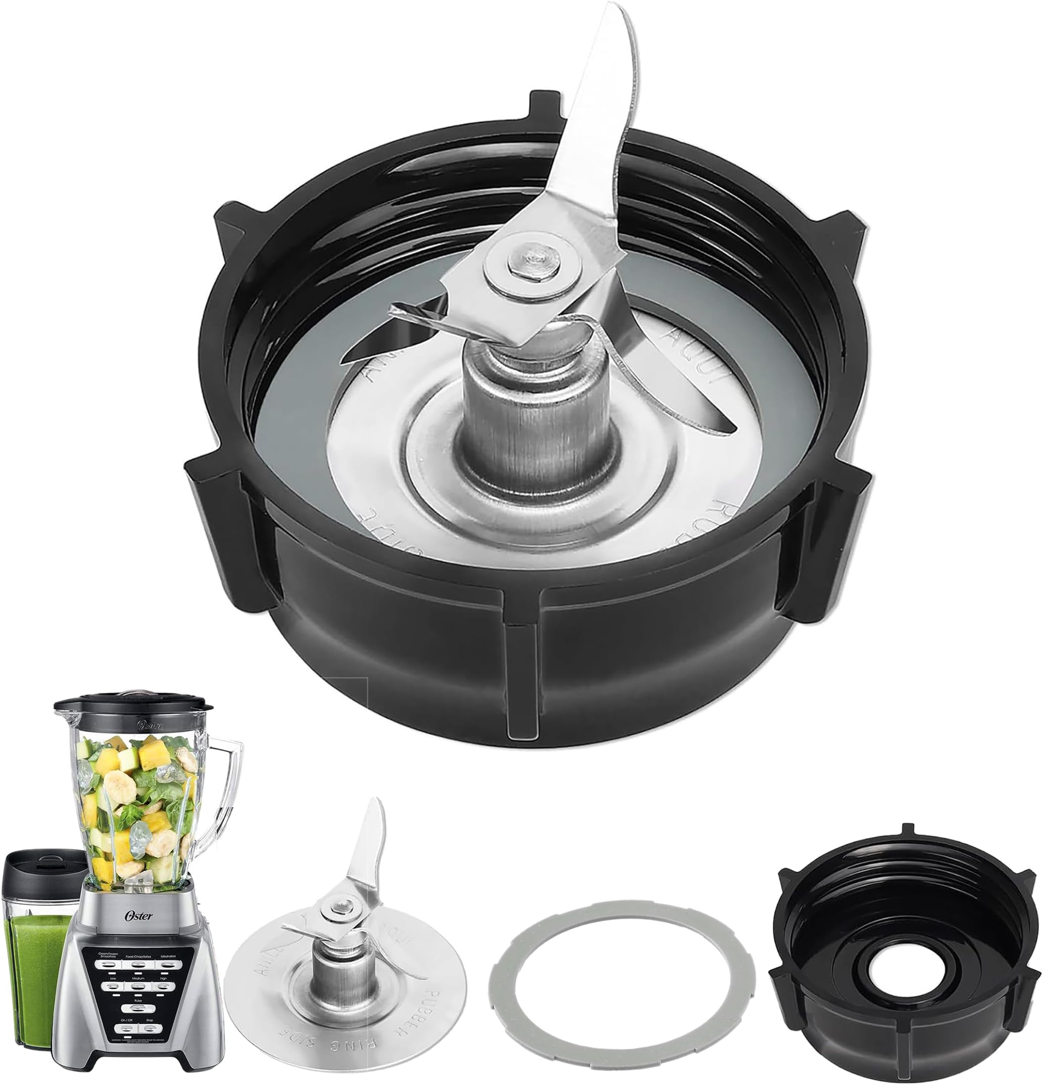 Oster Blender Replacement Parts - Ice Crusher Blade, Jar Base Cap & Rubber Gaskets, Compatible With Osterizer