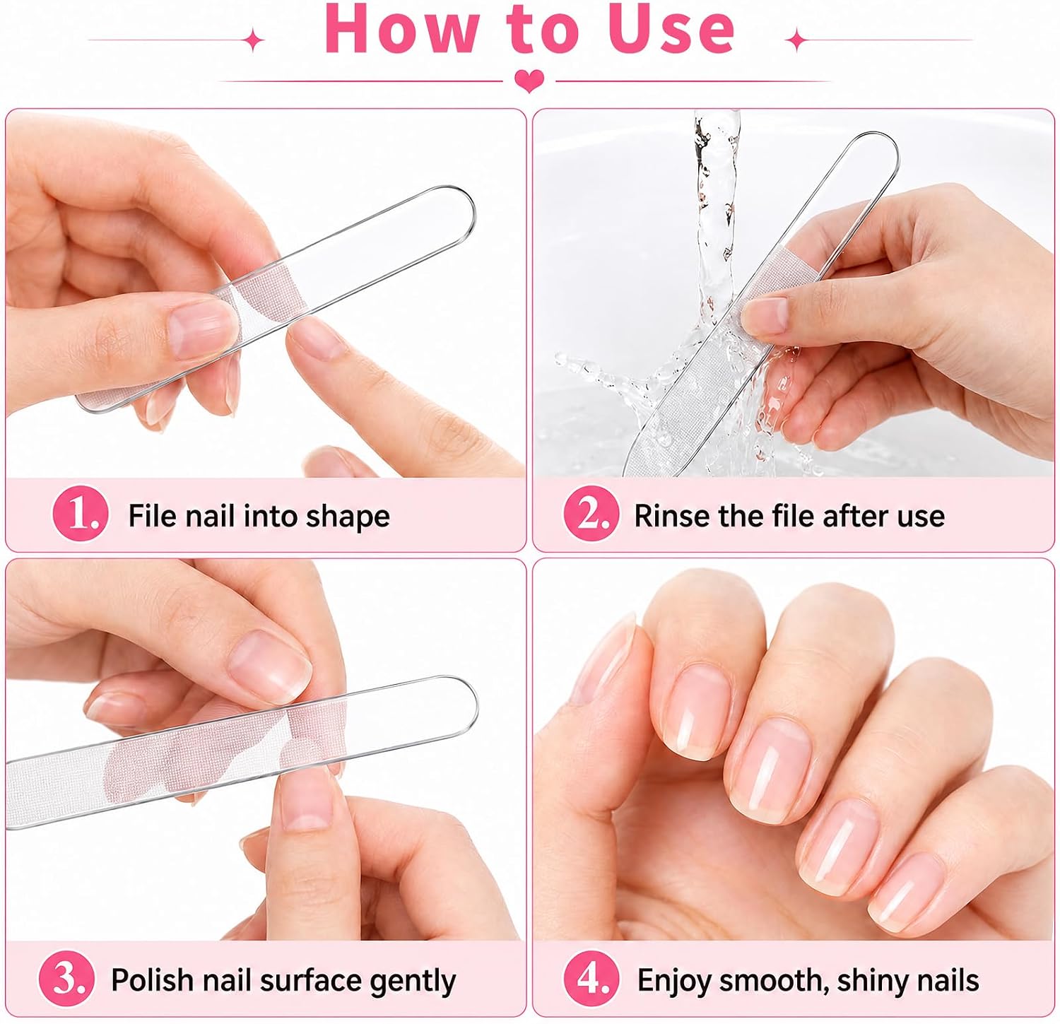 Derlaier Nano Glass Nail File 3‑Pack, Professional Manicure Pedicure Tool
