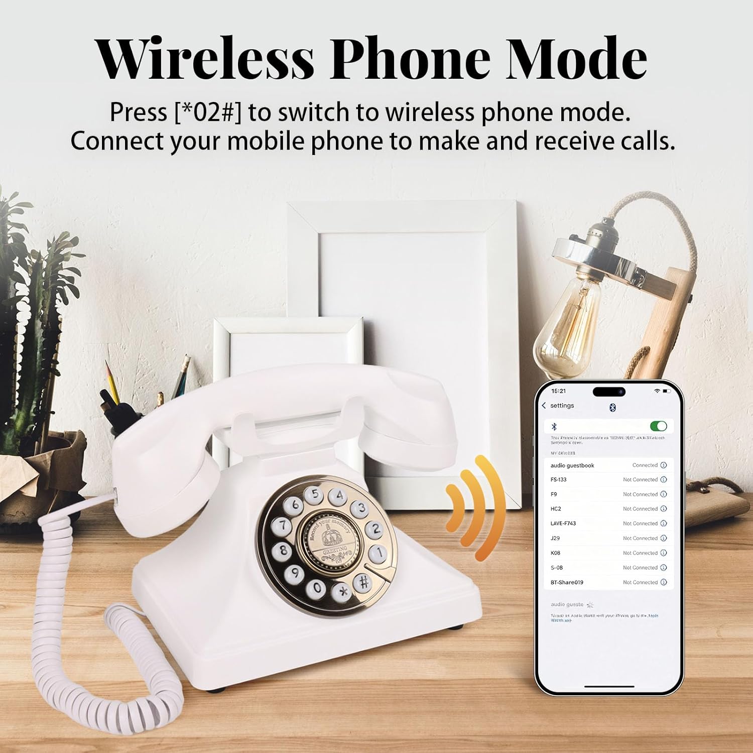 Audio Guest Book Wedding Phone, Wireless Audio Guestbook Phone, Assemble & Reusable Voicemail Recording for Weddings, Graduation Parties and Banquets, Alternative Retro Style (White) - Image 4