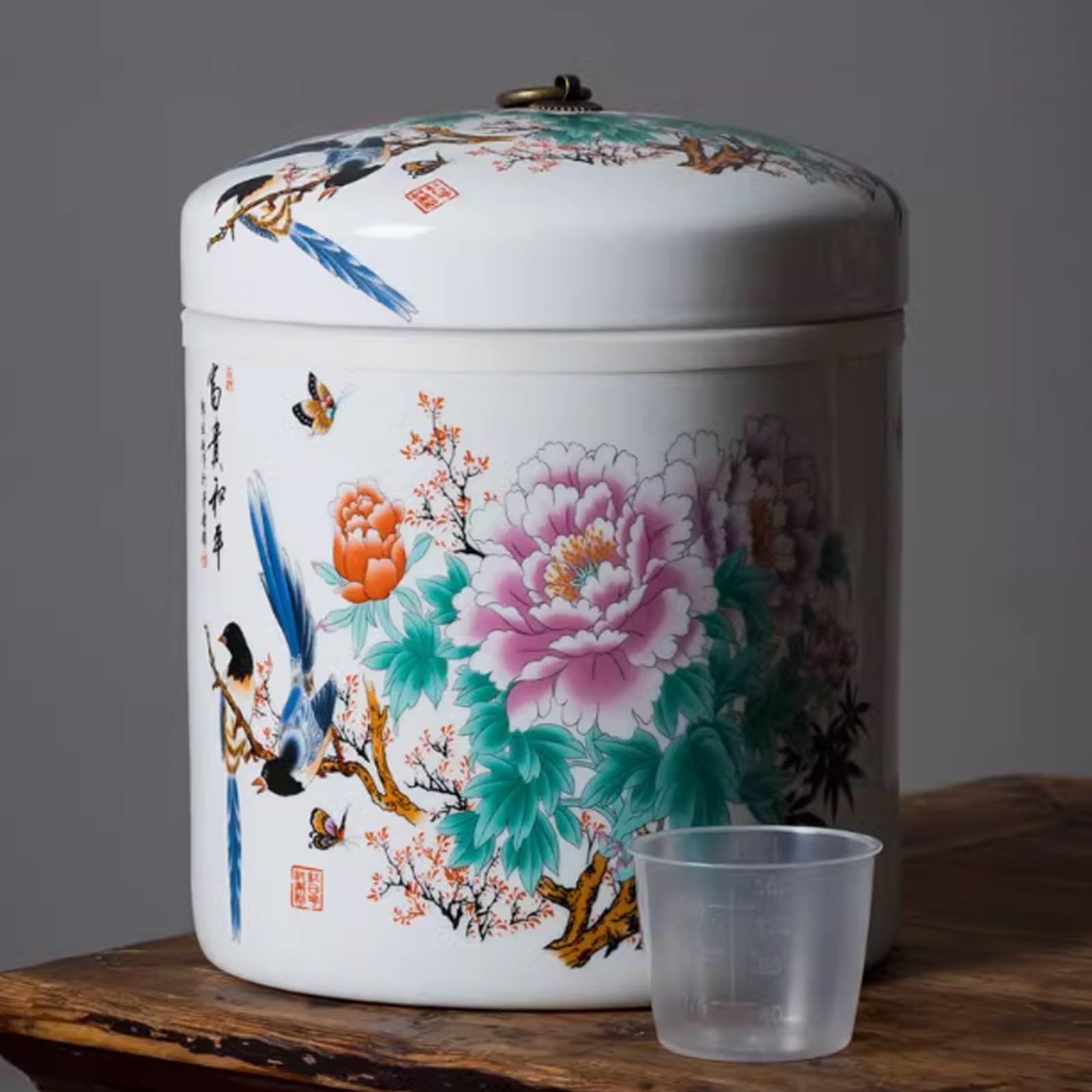 BRCYKRWY Ceramic Rice Storage Containe,Ceramic Containers With Lids For Food 10kg,Grain Tea Storage Ceramic Container,Home Coffee Storage Box Chinese Style Food Storage Jars For Cereal,Flour,Sugar,Cof
