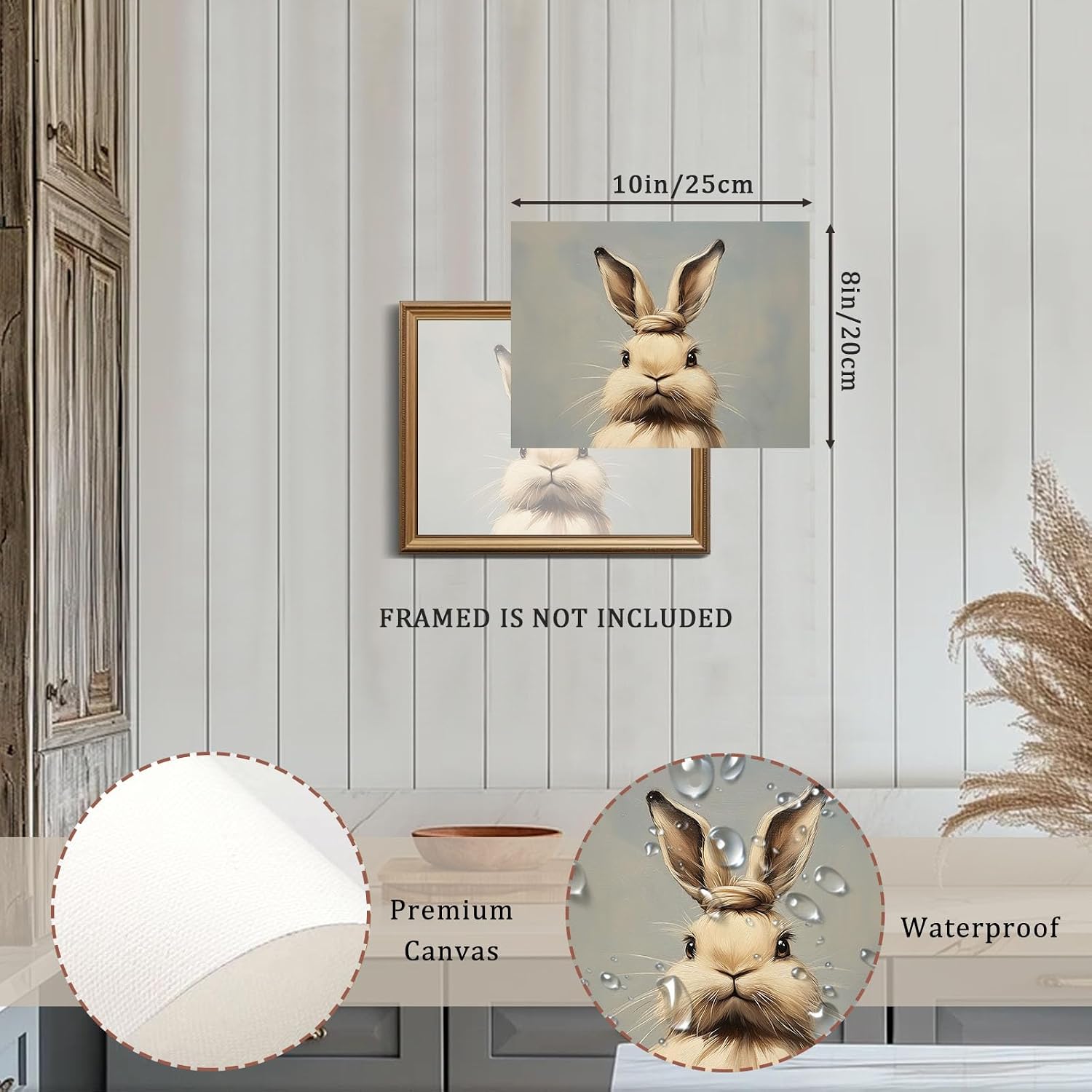 RETRART Vintage Easter Bunny Wall Art Antique Rabbit Print, Muted Spring Decor, Vintage Rabbit Wall Decor Cottagecore Style for Bedroom & Living Room (8x10 Inch, Unframed) image 5