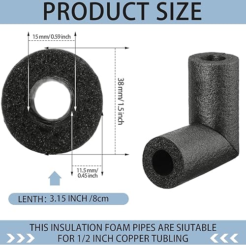Vista 12 de Frienda Paquete de 4 tubos de espuma de aislamiento de tuberías codos de aislamiento de tubos de protección contra congelación de agua, tubo