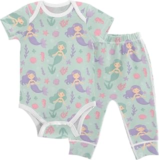 Baby Clothes Set Mermaid Ocean Green Infant Bodysuits Pants Sets 0-24M For Boys Girls