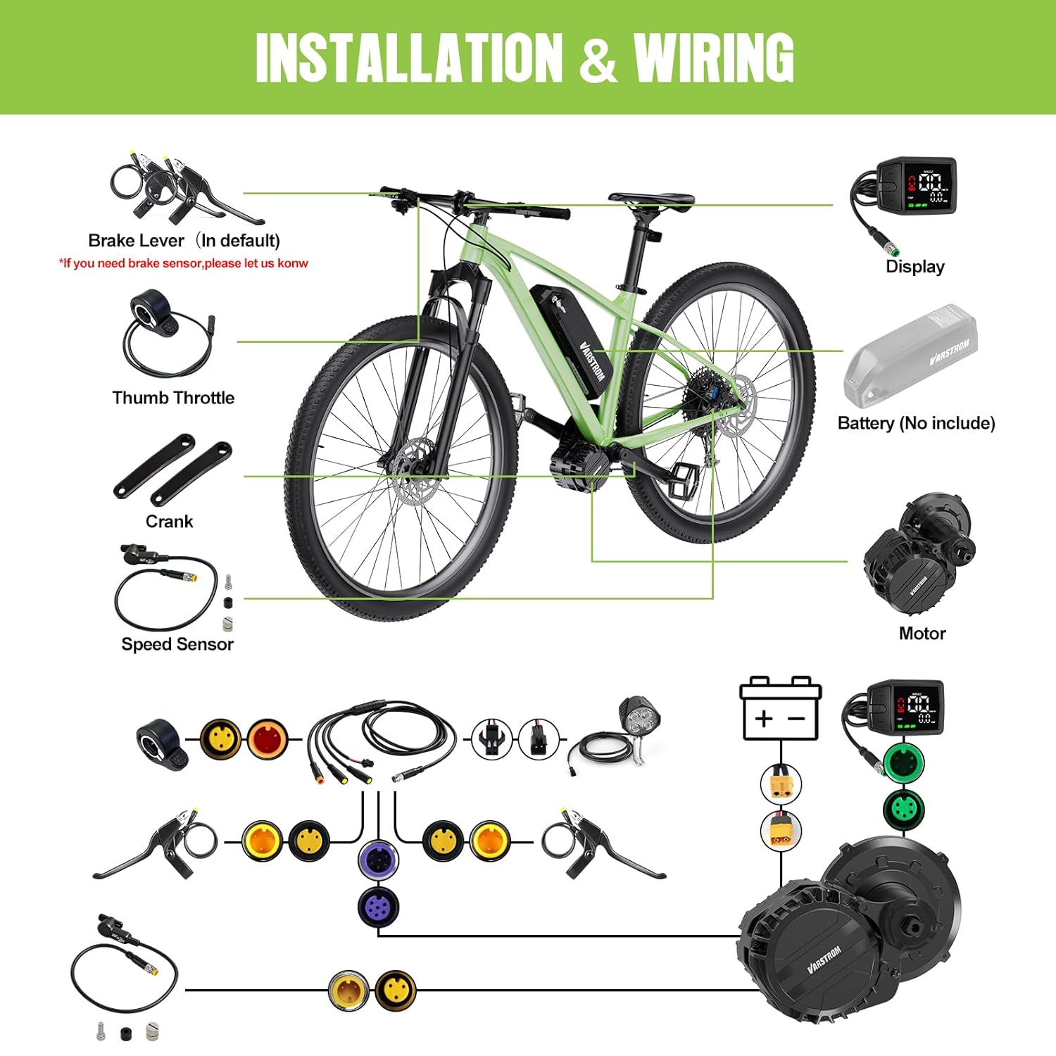 Vastrom VSM01 750W 48V Mid Drive Torque Motor Ebike Conversion Kit for BB68-73mm IPX5 Waterproof Torque Sensor