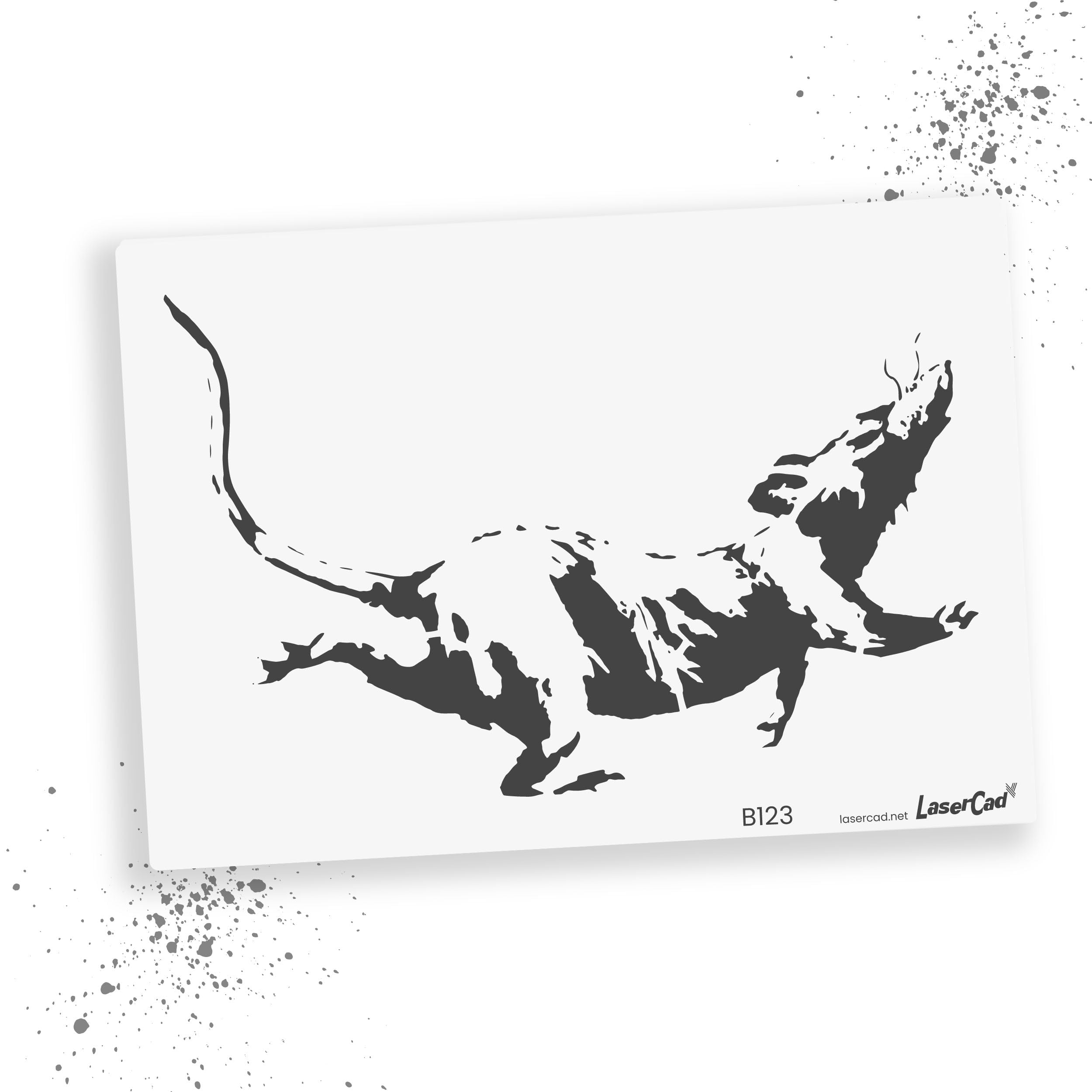 LaserCad BANKSY Streetart Stencils (B123, Rat Running in a Clock, DIN A2) Stencil for Graffiti, Airbrush, Art, Decoration, for Painting
