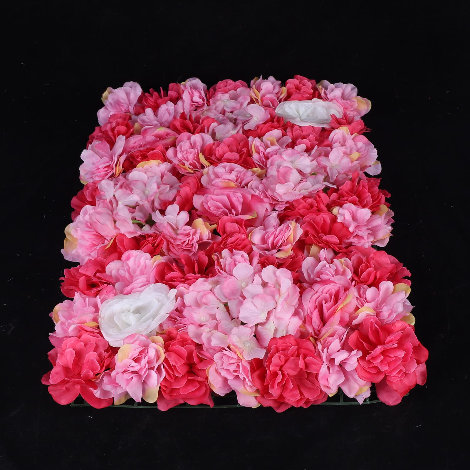 6 Stück Blumen Wandpaneel Künstliche Blumenwand Seidenrosen Wandpaneele 60x40cm Rosenwand Blume Panel, Blumenpaneele Hintergrund Wanddekoration für Hochzeit Party, Rot-Rosa