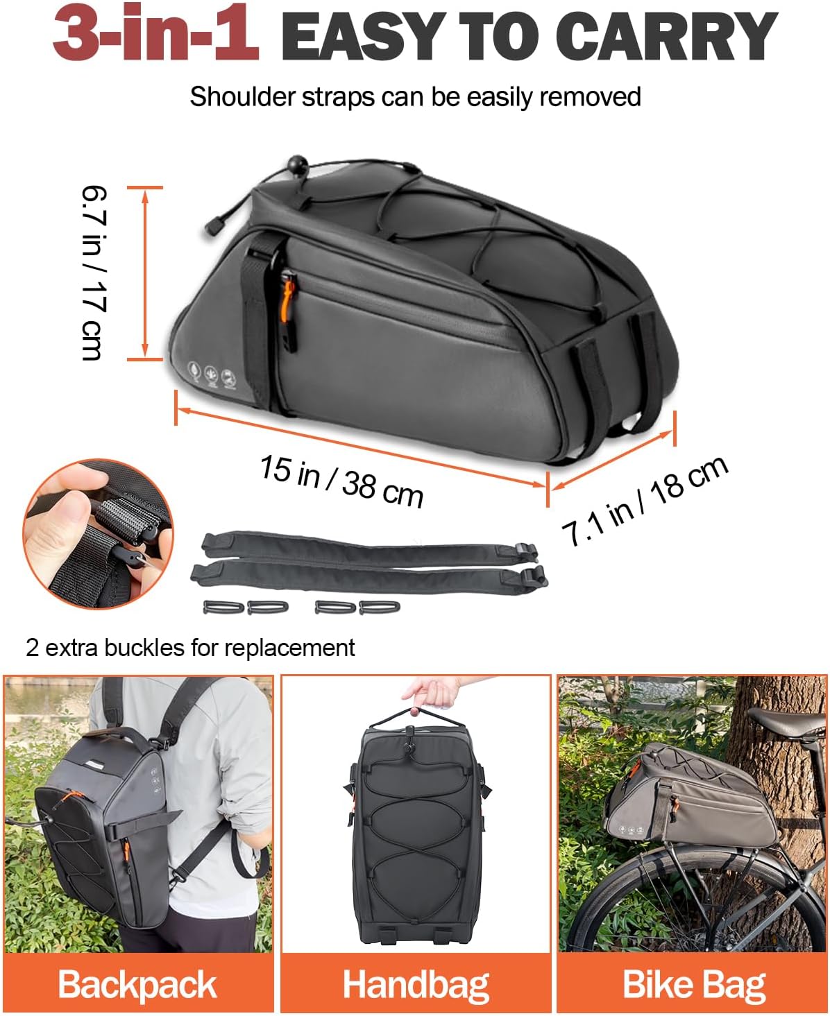 Set of Bike Seat Bag and Bike Rear Rack Bag
