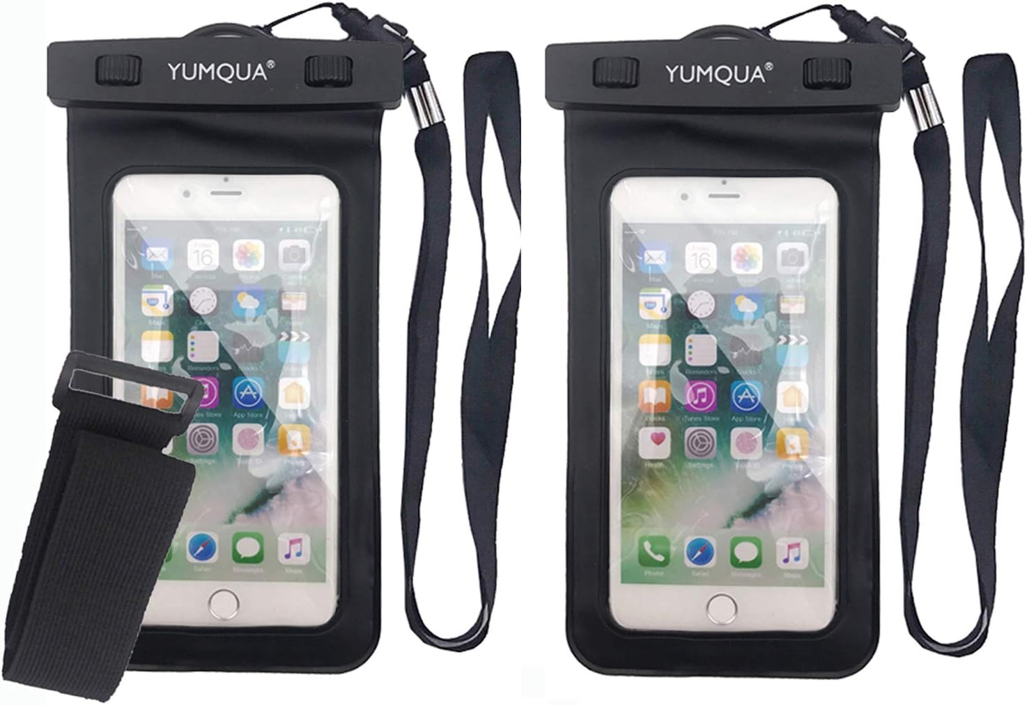 YUMQUA Universal Floating Waterproof Case with Armband, Waterproof Dry Bag Cell Phone Pouch For iPhone X 8 7 6S Plus,Galaxy S9 S8/J6 A3 A5, Huawei P20, Google Sony LG Moto Nokia Up To 6.2" - 2 Pack