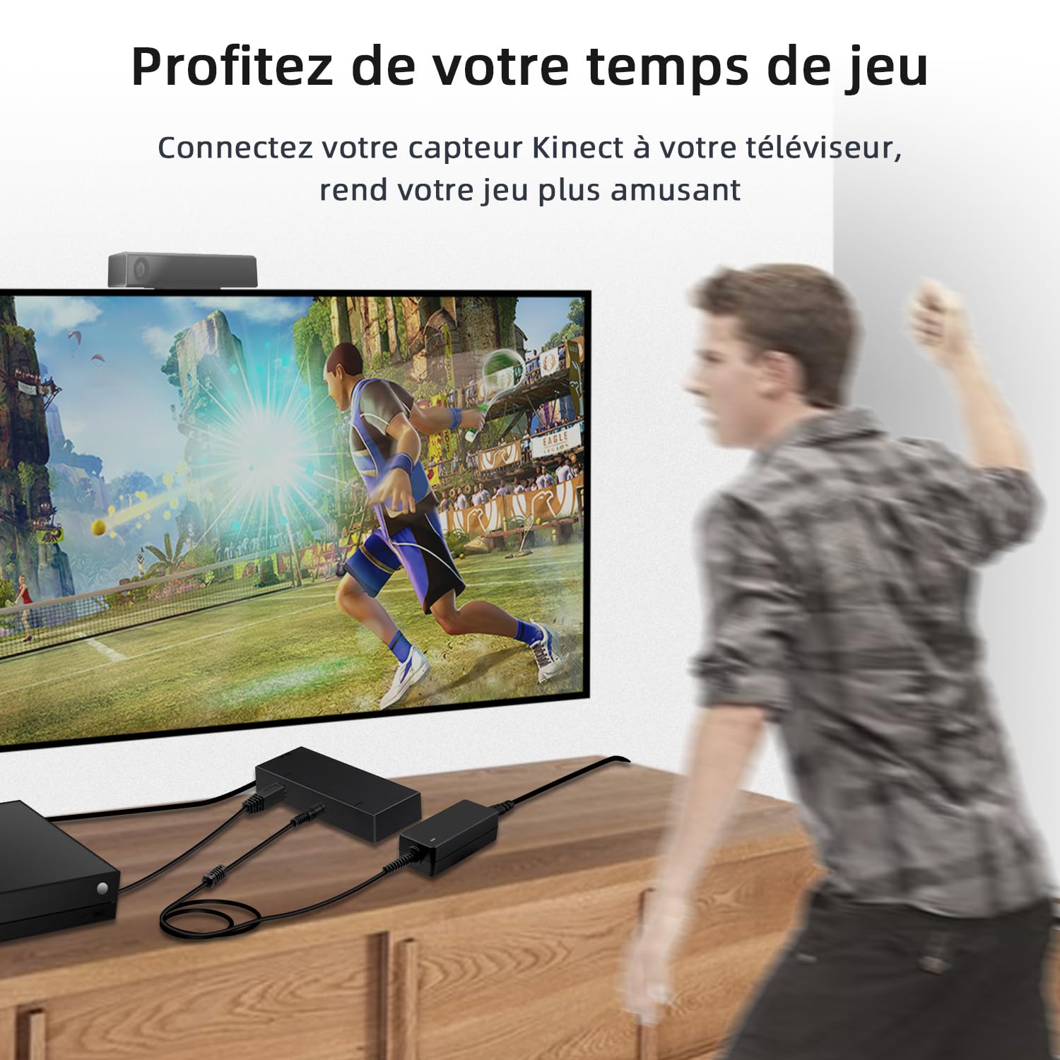 Mcbazel Adaptateur Kinect pour Xbox One S/X de Capteur pour Adaptateur de Capteur avec Alimentation Compatible avec Xbox One Slim/Xbox One X/PC - Prise UE