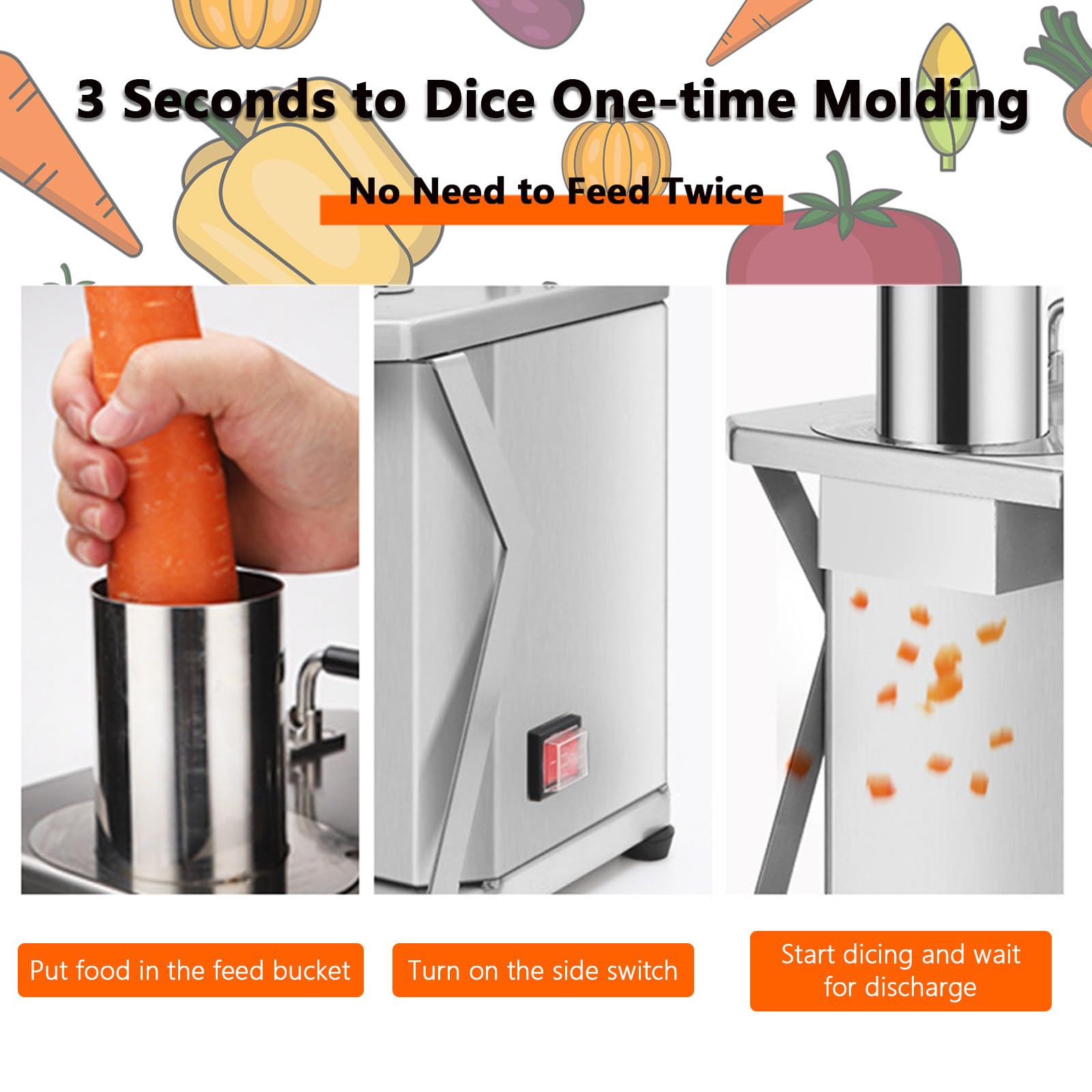 Amazon｜業務用野菜ダイサー、電動フードダイサー、さいの目切り型付き
