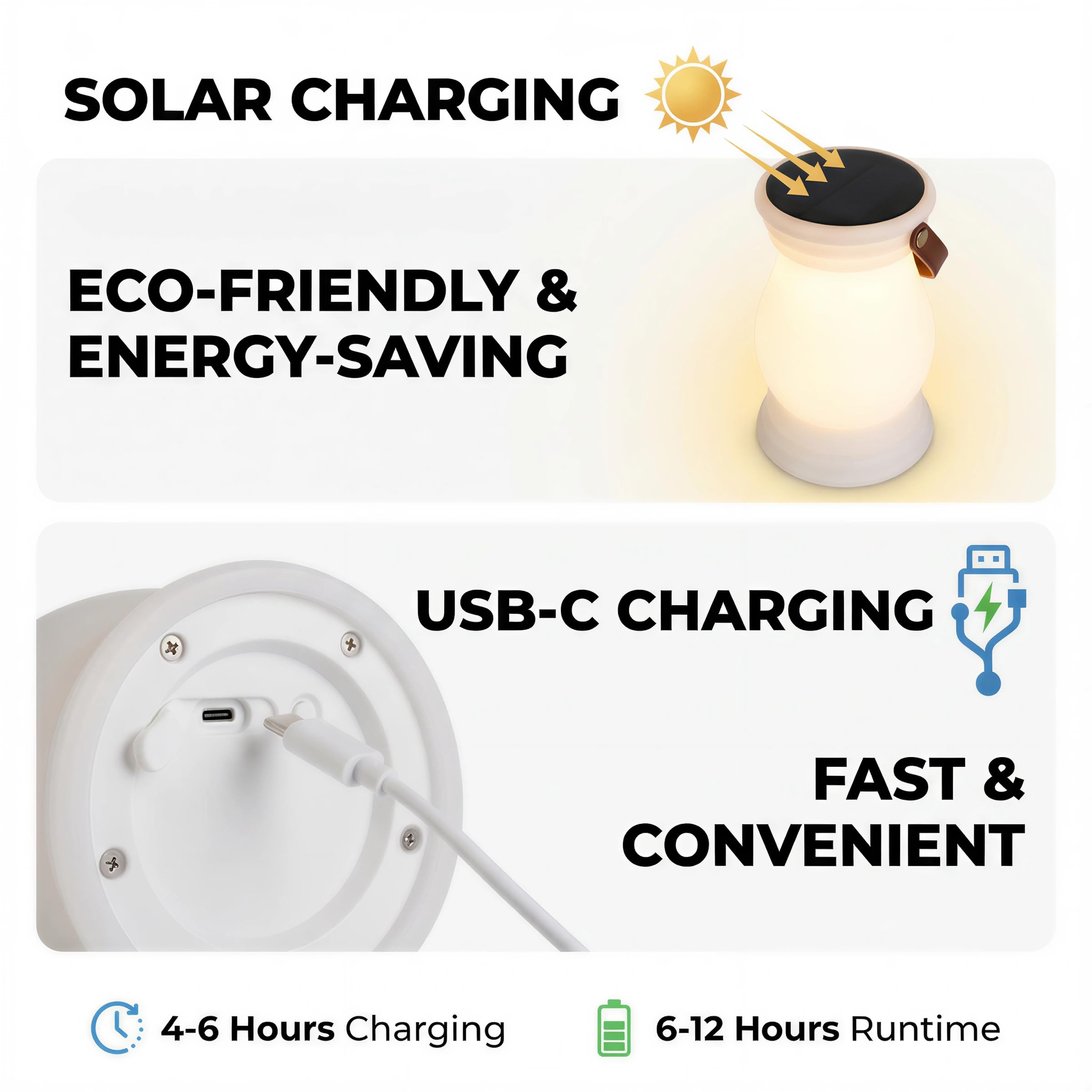 Lampada da tavolo solare per esterni, lanterna portatile ricaricabile tramite USB, impermeabile, a batteria, 2700 K, luce calda e fiamma, dimmerabile, luce notturna per patio, campeggio