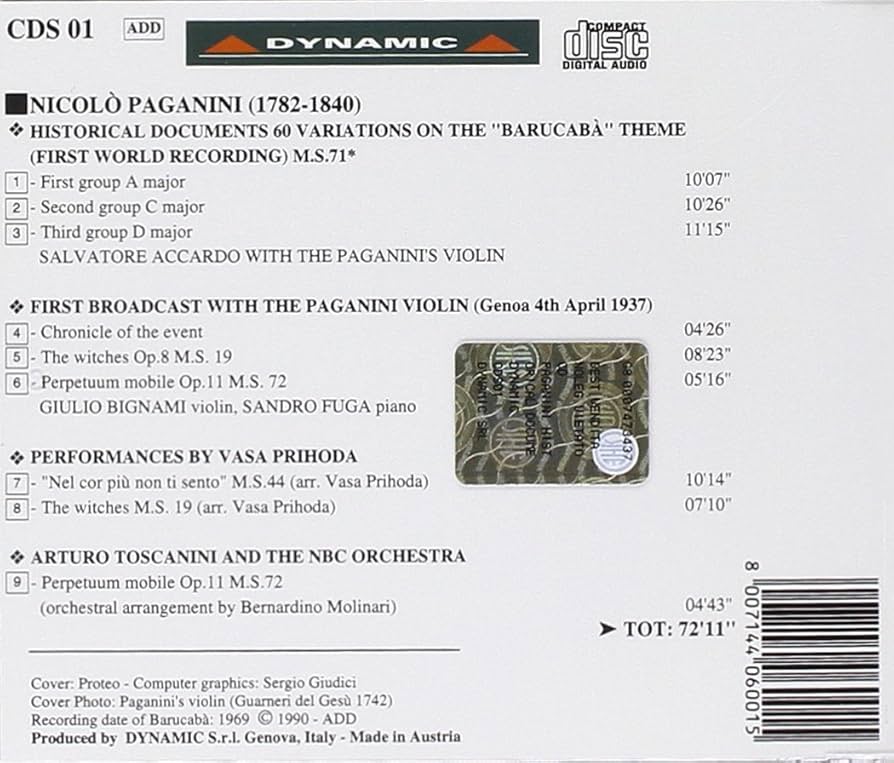 Amazon.co.jp: パガニーニ:ジェノヴァの歌「バルカバ」による60