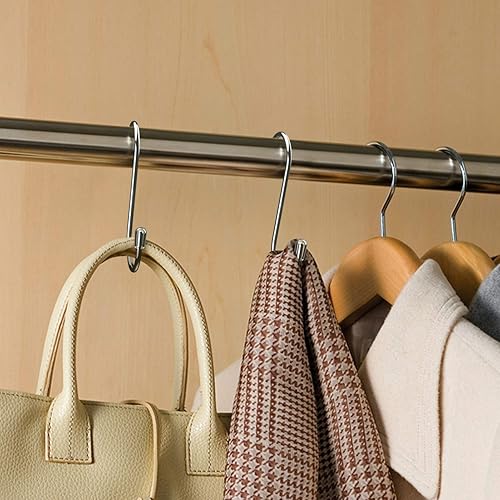 Miniatura 8 de Myfolrena Paquete de 20 ganchos en S para colgar, ganchos de metal en forma de S de 3.4 pulgadas resistentes para macetas, sartenes, plantas,