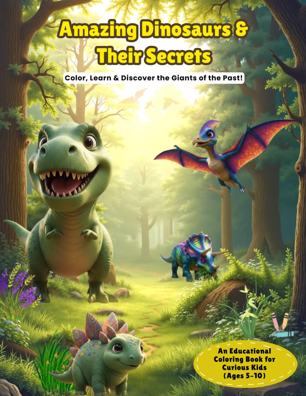 Amazing Dinosaurs & Their Secrets: Color, Learn & Discover the Giants of the Past!