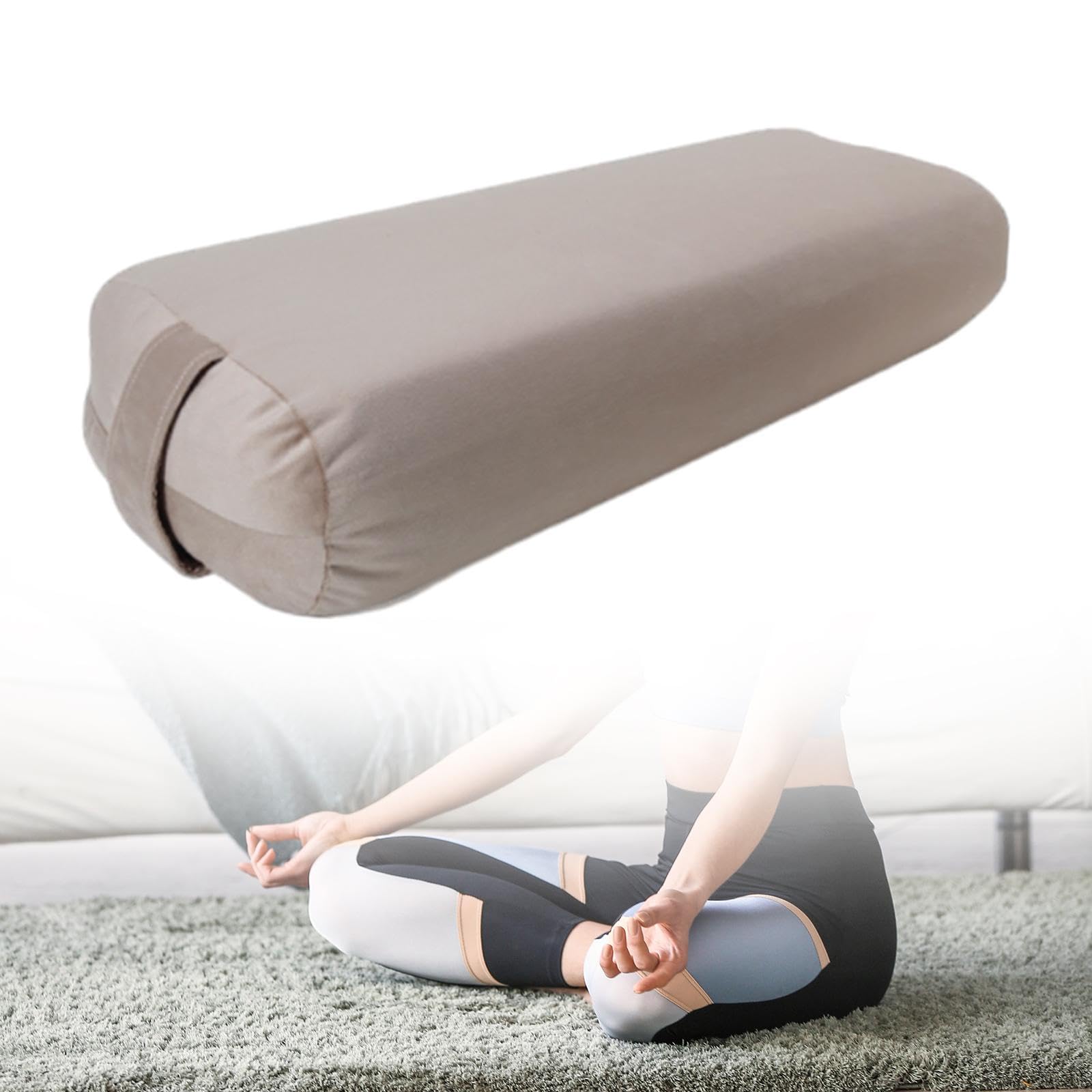 【極美品】ヨガ ボルスター クッション ライトグレー 新品 プロップス 補助 極美品】ヨガ ボルスター クッション ライトグレー 新品