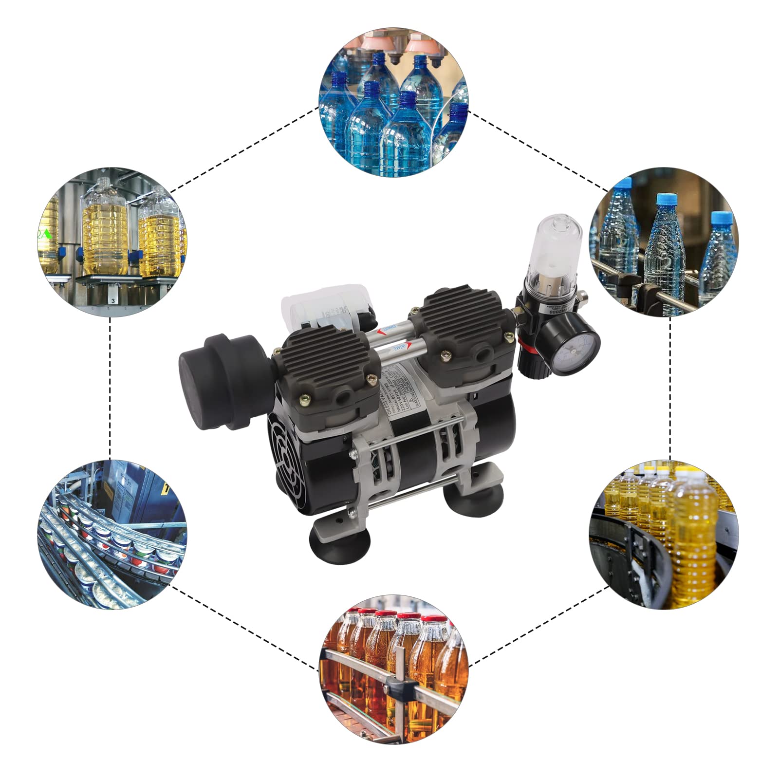 200W Vakuumpumpe öLfrei, Labor Membran Vakuumpumpe Öl freie öllose medizinische Pumpe -90Kpa Luftpumpe mit Luftfilter