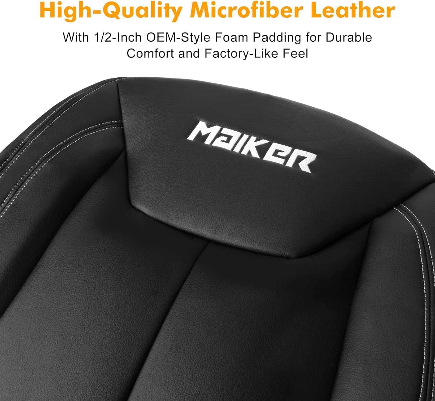 MAIKER OFF ROAD Driver Seat Bottom Replacement Cover, Black Microfiber Leather, OEM Fit, Compatible with Jeep Wrangler JK 2007-2017 Seats