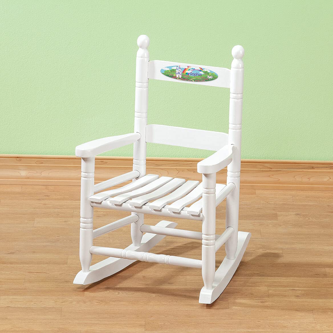 Fox Valley Traders Custom Childrens Rocking Chair, Features Classic Rocker Design and Hardwood Construction, White Finish with Princess Design