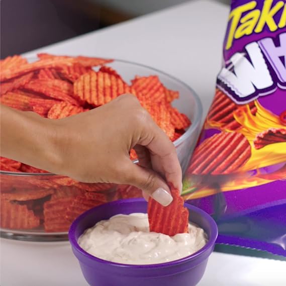 Takis Fuego Waves - Sharing Size Bag Hot Chili Pepper & Lime Flavored Extreme Spicy Wavy Potato Chips