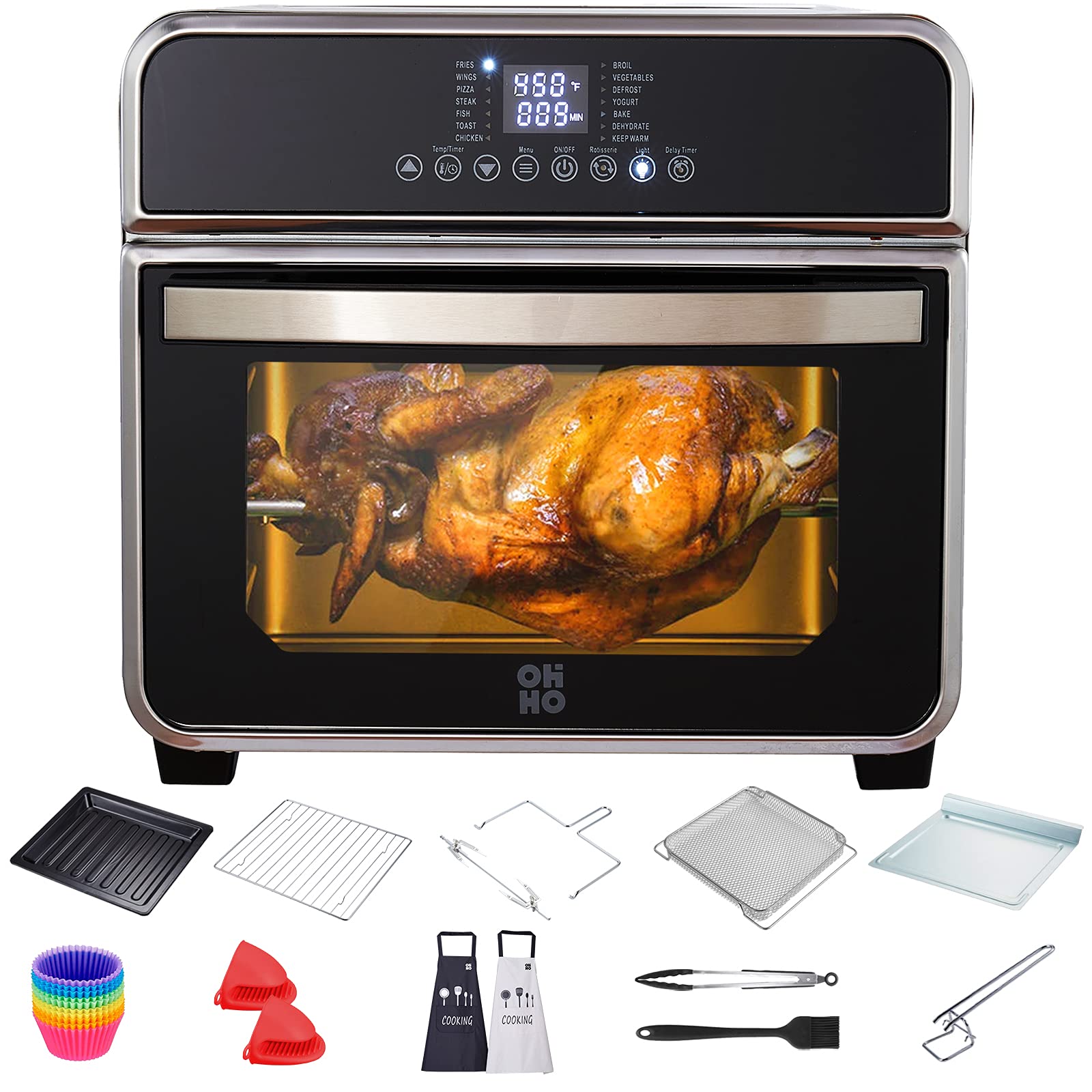 OHHO Air Fryer Toaster Oven, Oil Free Digital LED Touchscreen, 14