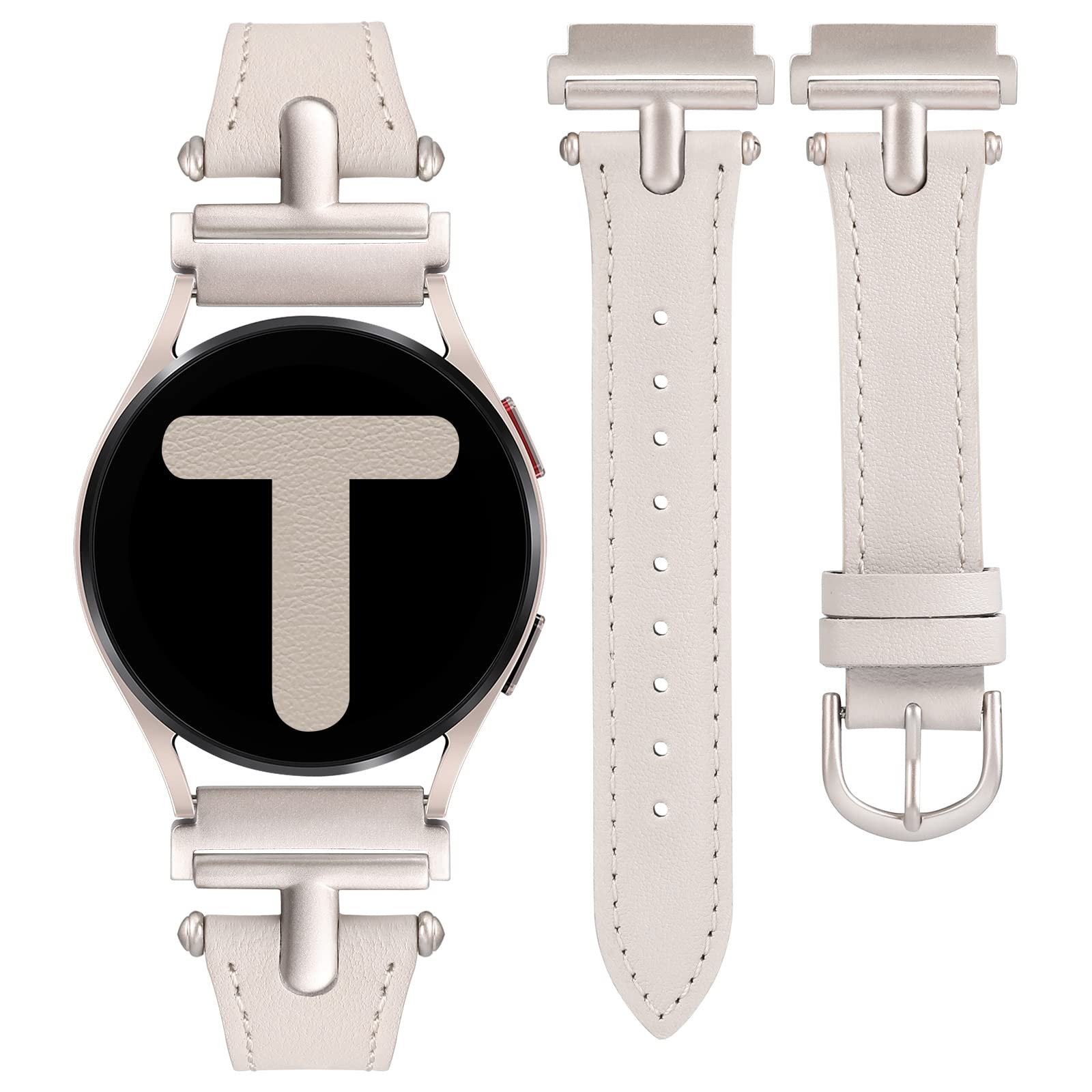 Wearlizer Leather Strap Compatible with Samsung Galaxy Watch 7/6/5/4/FE/Active 2 Strap 40mm 44mm/Watch 6 Classic 43mm 47mm/Watch 5 Pro 45mm/Watch 4 Classic 42mm 46mm, 20mm Watch Strap Women