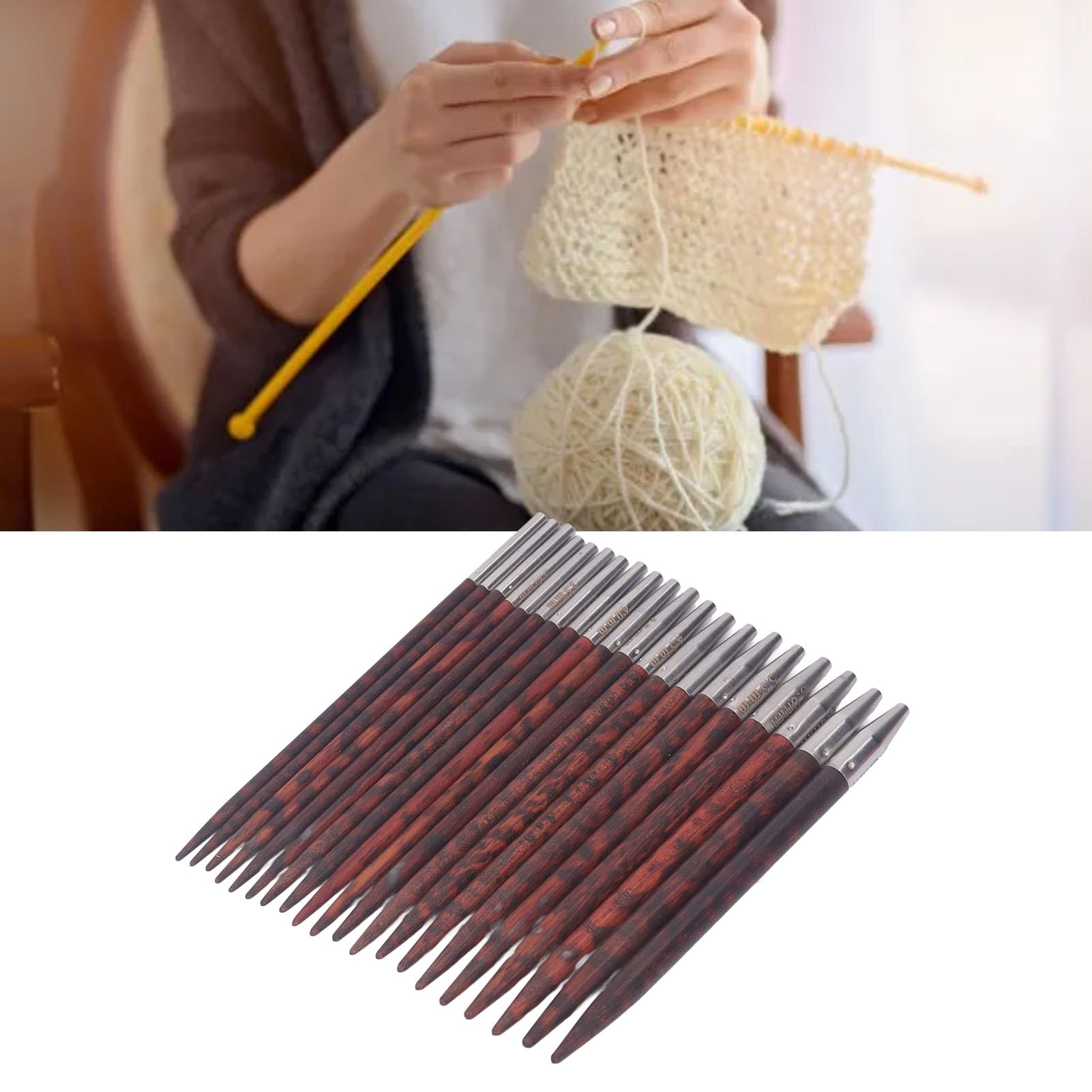 Circular Knitting Needle Set de 3 a 6.5 mm Manija de madera ergonómica Juego de agujas circular con bolsa de almacenamiento para DIY Craft Diy