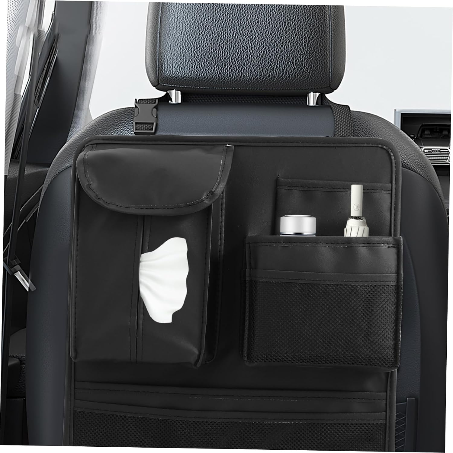Backseat Car Organizer Seat Storage Seat Back Organizer for Snacks Bottles and Gadgets Durable Pu Material