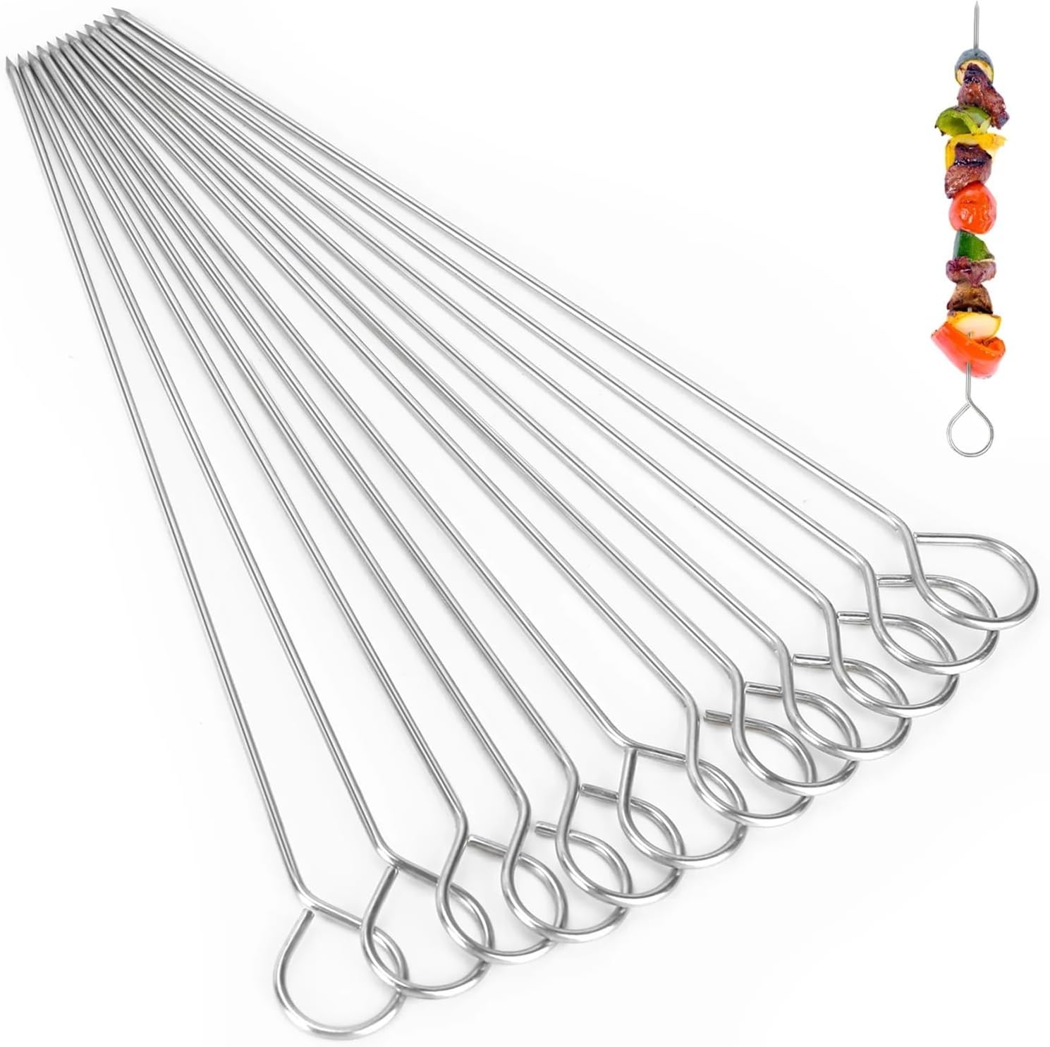 Kabob Skewers 25pcs BBQ Barbeque Skewers Needle 20cm Metal Utensil Fork Pins Iron Outdoor Traveling Tools