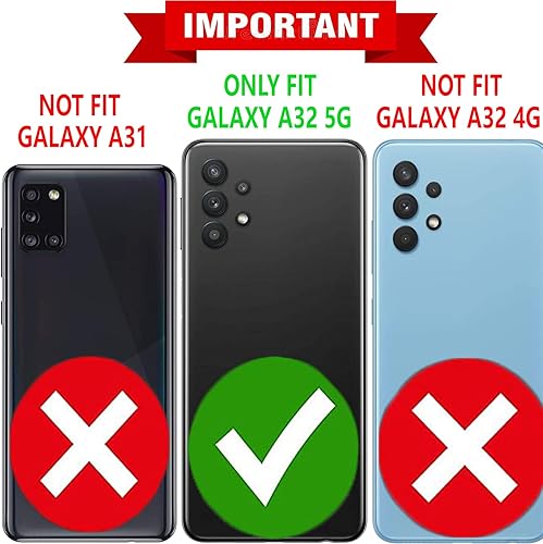 Miniatura 2 de STARSHOP - Funda para Galaxy A32 5G, funda para Samsung A32 5G, con protector de pantalla de vidrio templado incluido Cartera de piel sintética a