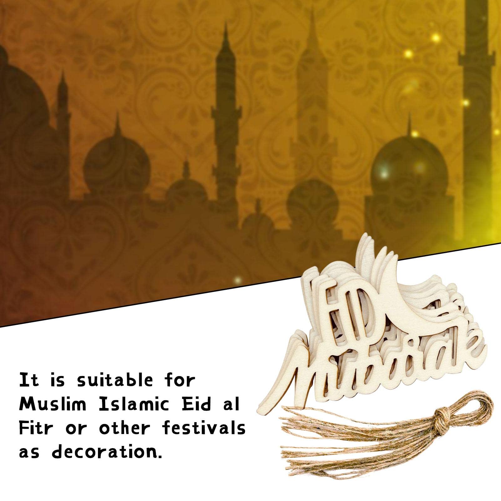 8 Pezzi Ciondolo Ramadan In Legno, Eid Mubarak Ornamento in Legno, Decorazioni Islam Eid Ramadan Mubarak,Eid Ornament Decorazioni Fai Da Te, (Stelle, Luna, Lanterna