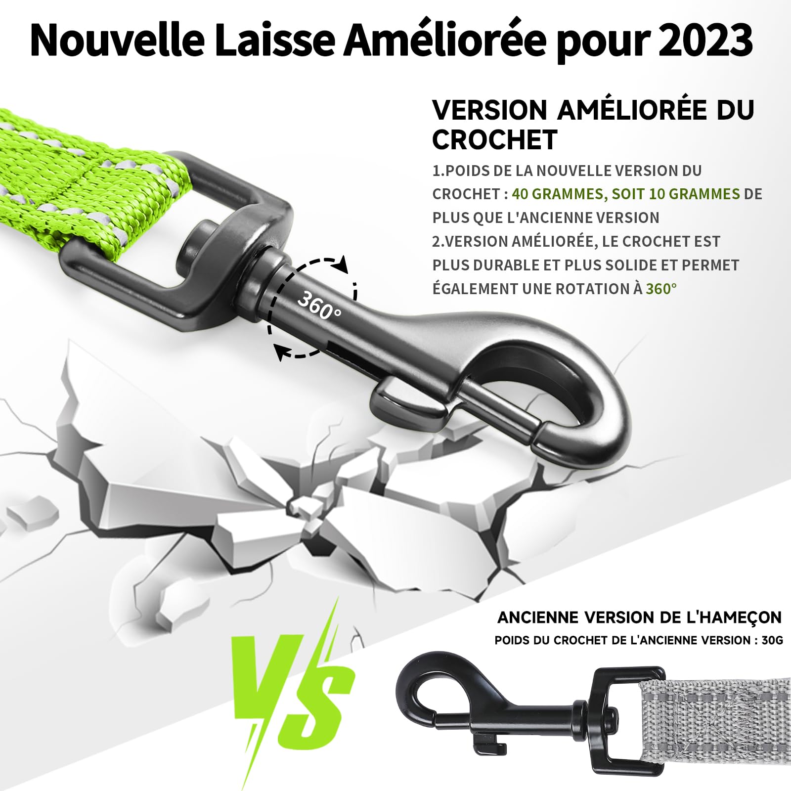 COMSLE Longe pour Chien 3m / 5m /10m /15m /20m, Longue Laisse Réfléchissante pour Chien avec Poignée Rembourrée, Laisses de Dressage pour Chiens avec Crochet Solide de Petites à Grandes Taille