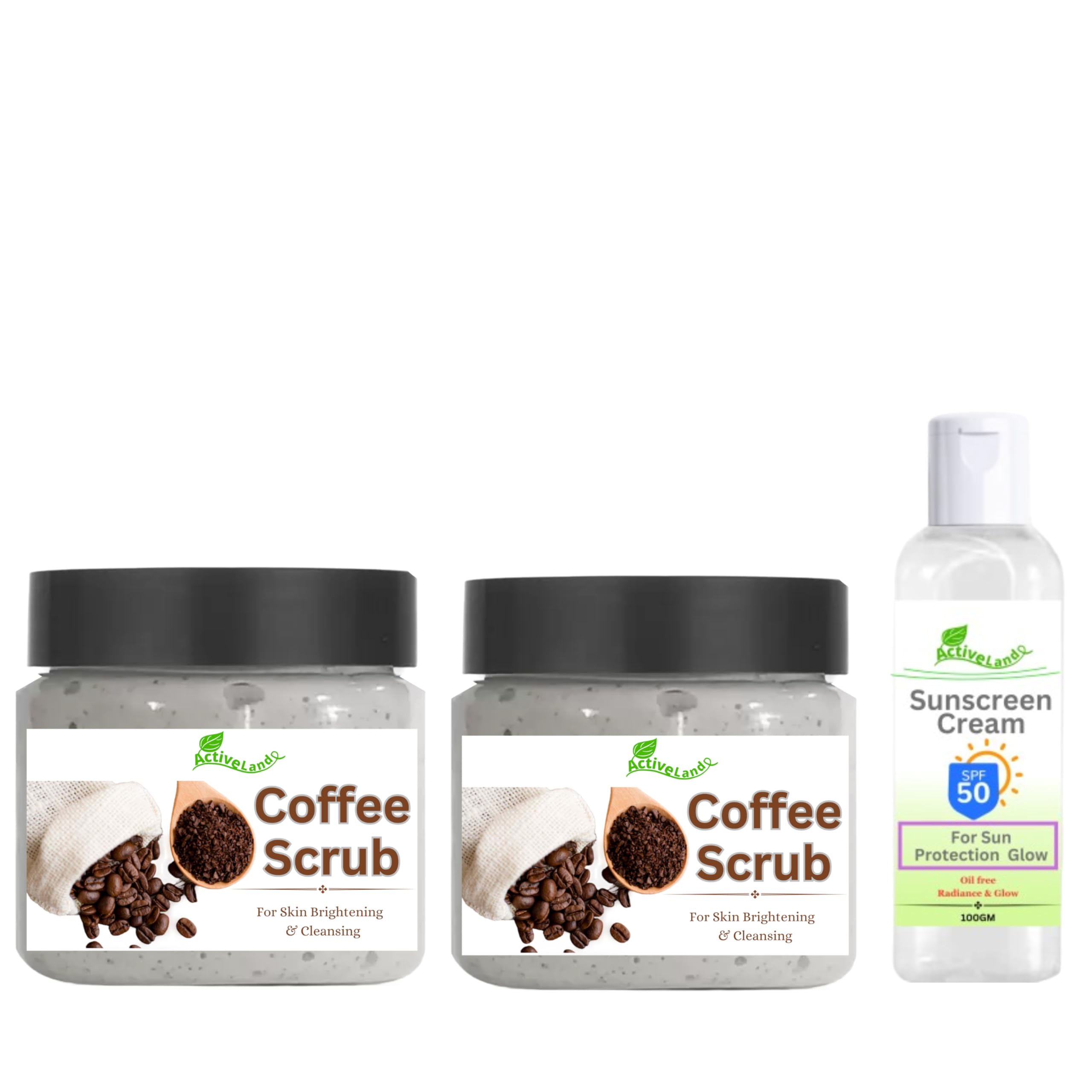 Coffee Body Scrub, Pack of 2, and sunscrine pack of 1, for Men and Women-image-41