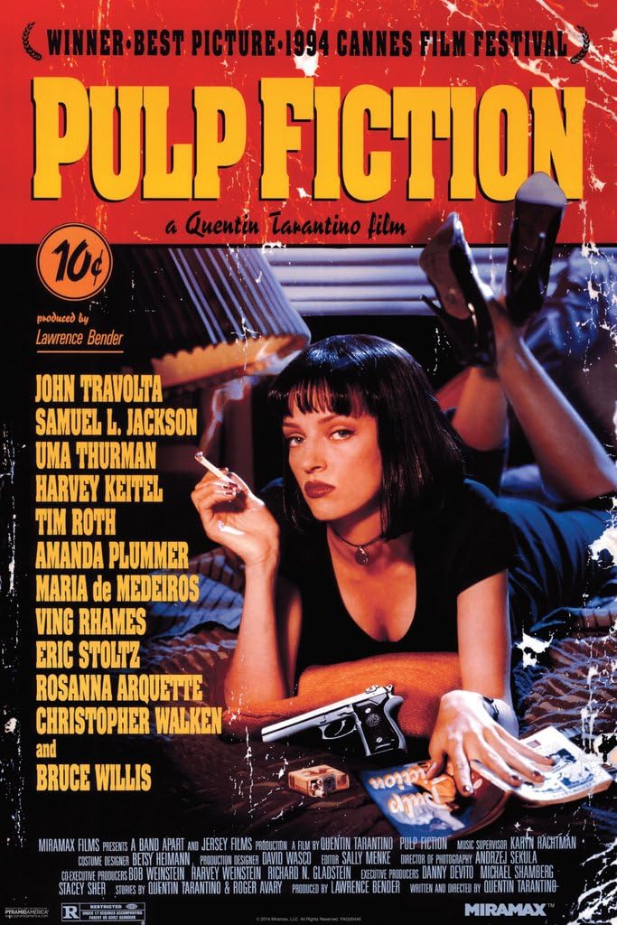 Posters Elite's Movie Pulp Fiction Uma Thurman 12 x 18 Inch Theatrical Release Poster Print Rolled Wall Decor