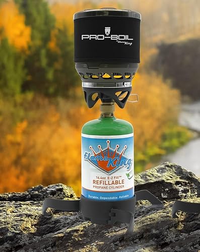 Miniatura 9 de Flame King Tanque cilíndrico de propano vacío recargable de 1 libra, reutilizable, opción de recarga segura y legal, cumple con DOT, 16.4 onzas