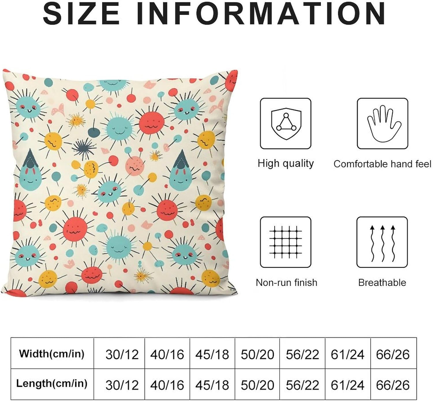 Zippered Pillow Cover, Pillow Protector, Cute Pattern Printed Pillow Cover of 4, Pillow Not Included